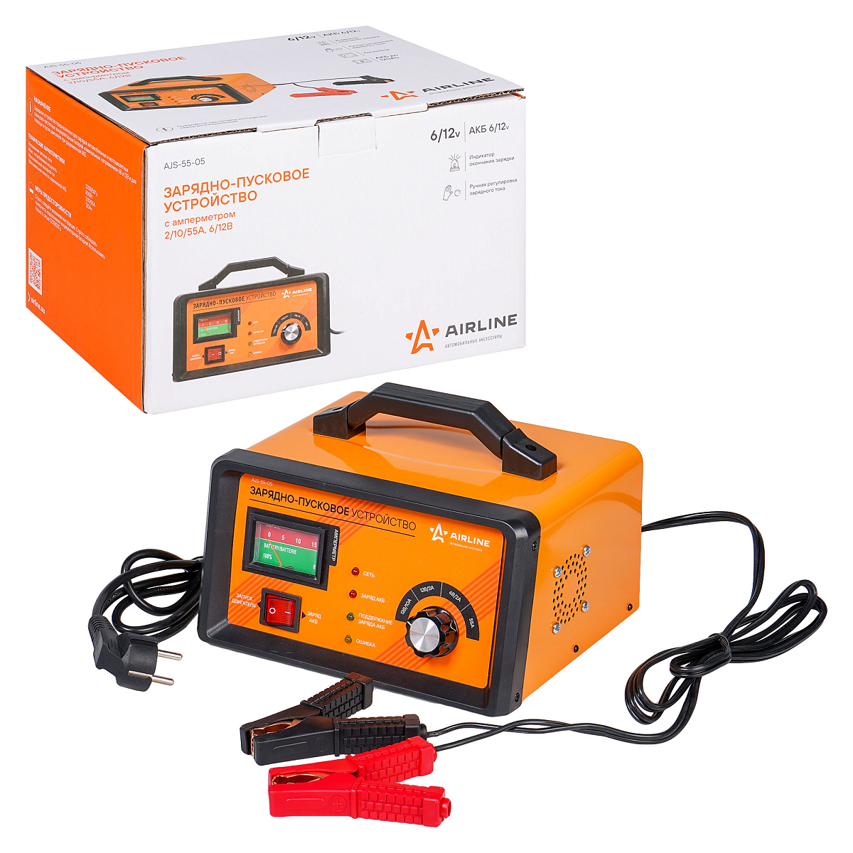 Зарядно-пусковое устройство 2/10/55А 6В/12В трансформаторное, амперметр