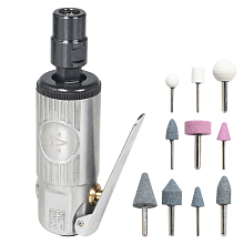 Машинка шлифовальная пневматическая 120мм, 25000 об/мин прямая с оснасткой 16 пр. кейс