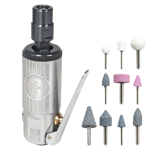 Машинка шлифовальная пневматическая 120мм, 25000 об/мин прямая с оснасткой 16 пр. кейс