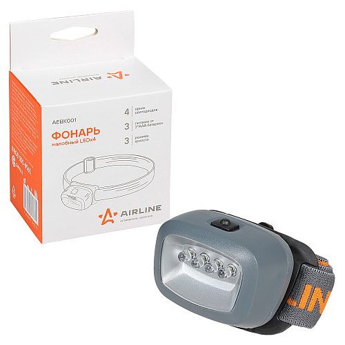 Фонарь налобный на батарейках LEDx4