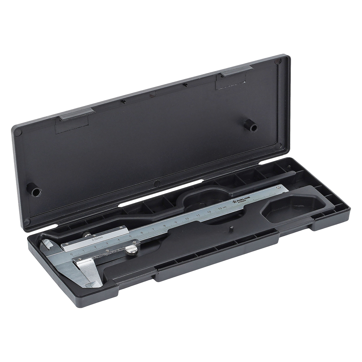 Штангенциркуль нониусный 125мм, шаг 0.02мм, стальной, глубиномер, кейс