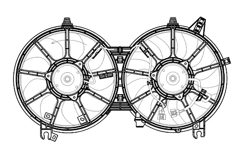 Электровентилятор охлаждения для автомобилей Infiniti FX (QX70) (08-) 3.5i/3.7i (2 вент.) (с кожухом)