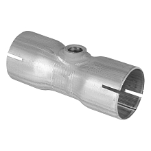 Вставка трубы глушителя под хомут, с гайкой под лямбда-зонд (алюминизированная сталь) d=55, L=150мм