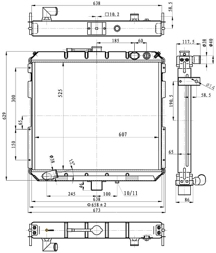 Радиатор охлаждения для автомобилей Валдай ММЗ Д-245