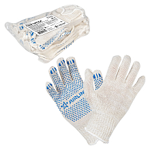 Перчатки трикотажные ХБ с ПВХ покрытием, белые, (к-т 5 пар) 7,5 класс/42г., мод.202