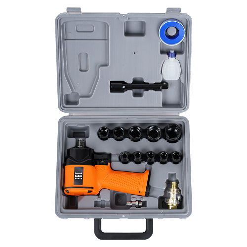 Гайковерт пневматический ударный композитный 1/2"DR 610Нм PRO с головками 17пр. (9-27мм), кейс