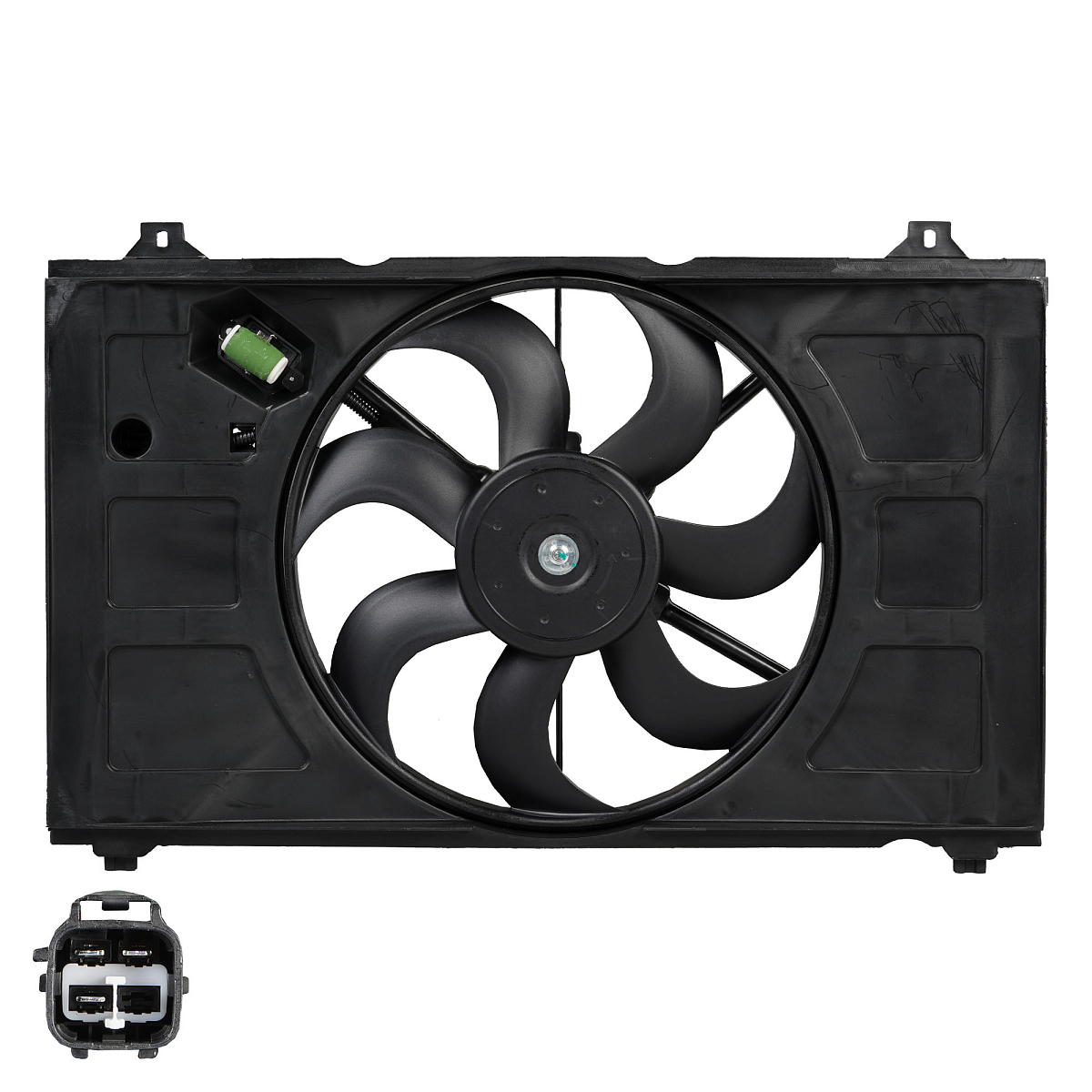 Электровентилятор охлаждения для автомобилей KIA Rio II (05-) (с кожухом)