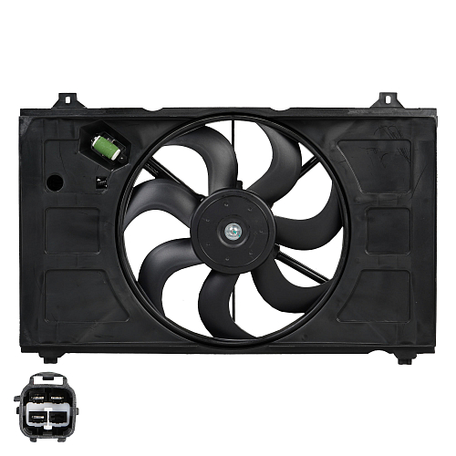 Электровентилятор охлаждения для автомобилей KIA Rio II (05-) (с кожухом)