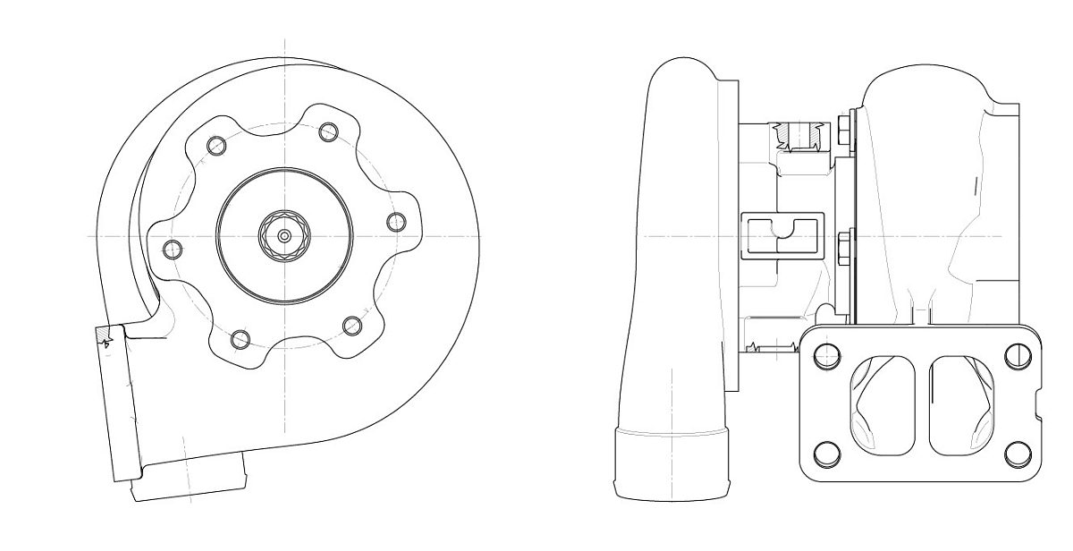 Турбокомпрессор для а/м КАМАЗ 740.60/61/62/63/65 E-3 правый (6 шп.) (тип S2B)