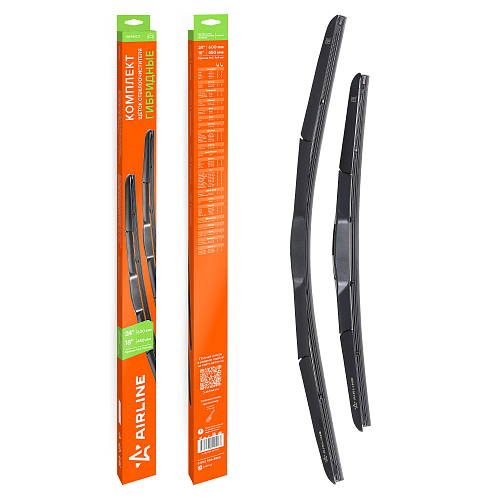 Щетки стеклооч комплект (2 штуки) 600/450мм (24"/18") гибридные с креплением "Крючок 9x3, 9x4 мм" (AWBM272)