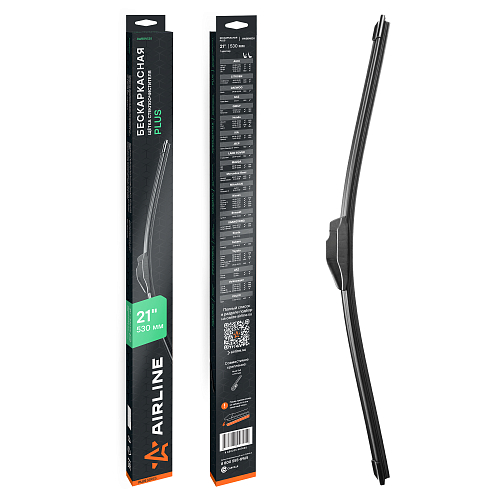 Щетка стеклоочистителя бескаркасная PLUS 530мм (21") 1 адаптер (Hook 9x3, 9x4 - Крючок 9x3, 9x4)