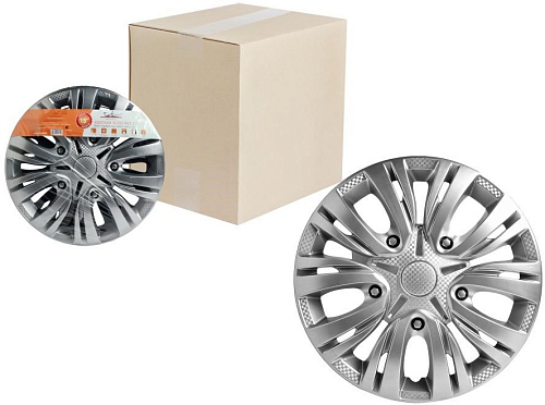 Колпаки колесные 13" "Лион", серебристый, карбон, компл. 2 шт.