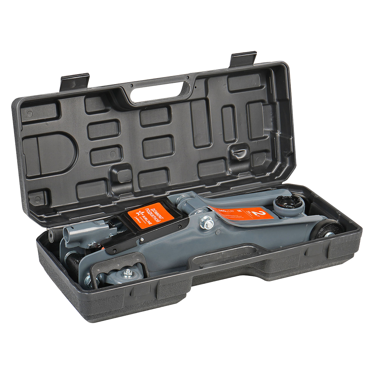 Домкрат подкатной 2т 90-340мм, низкопрофильный, кейс МП-серия