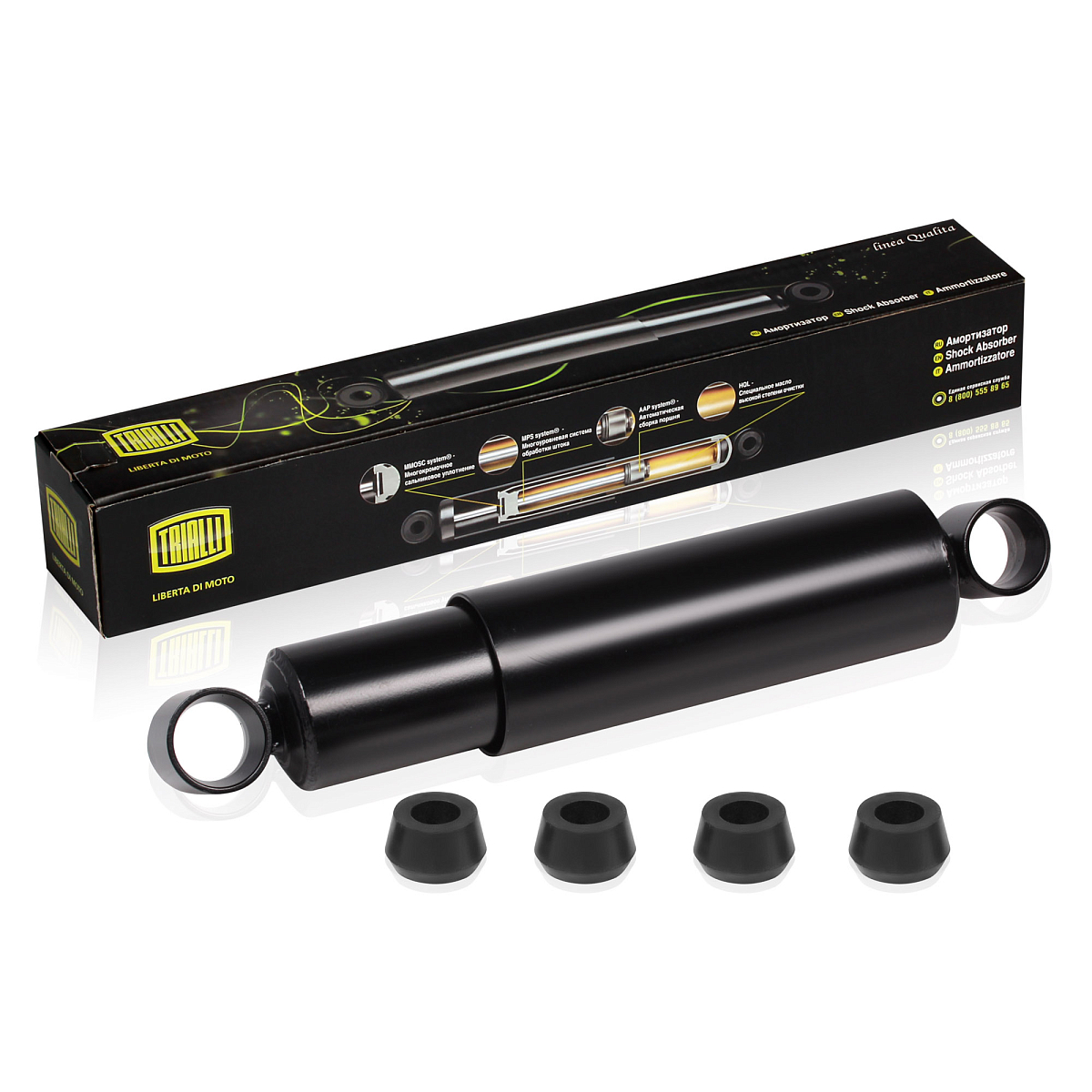 Амортизатор для автомобилей КАМАЗ 5490 / 5308 / 5460 (444 / 695 24х56 24х56 О/О) задний на втулках