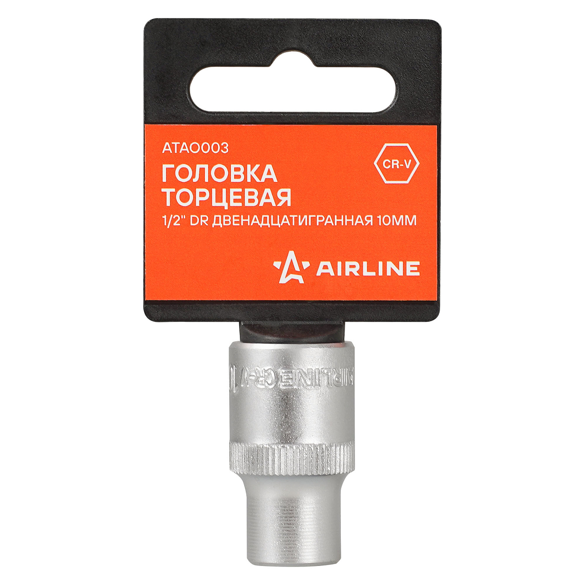 Головка торцевая 1/2"DR двенадцатигранная 10мм, L=38мм пласт.подвес