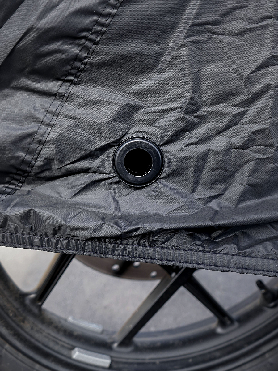 Чехол-тент на мотоцикл защитный S (195х100х120см), люверс под замок, черный