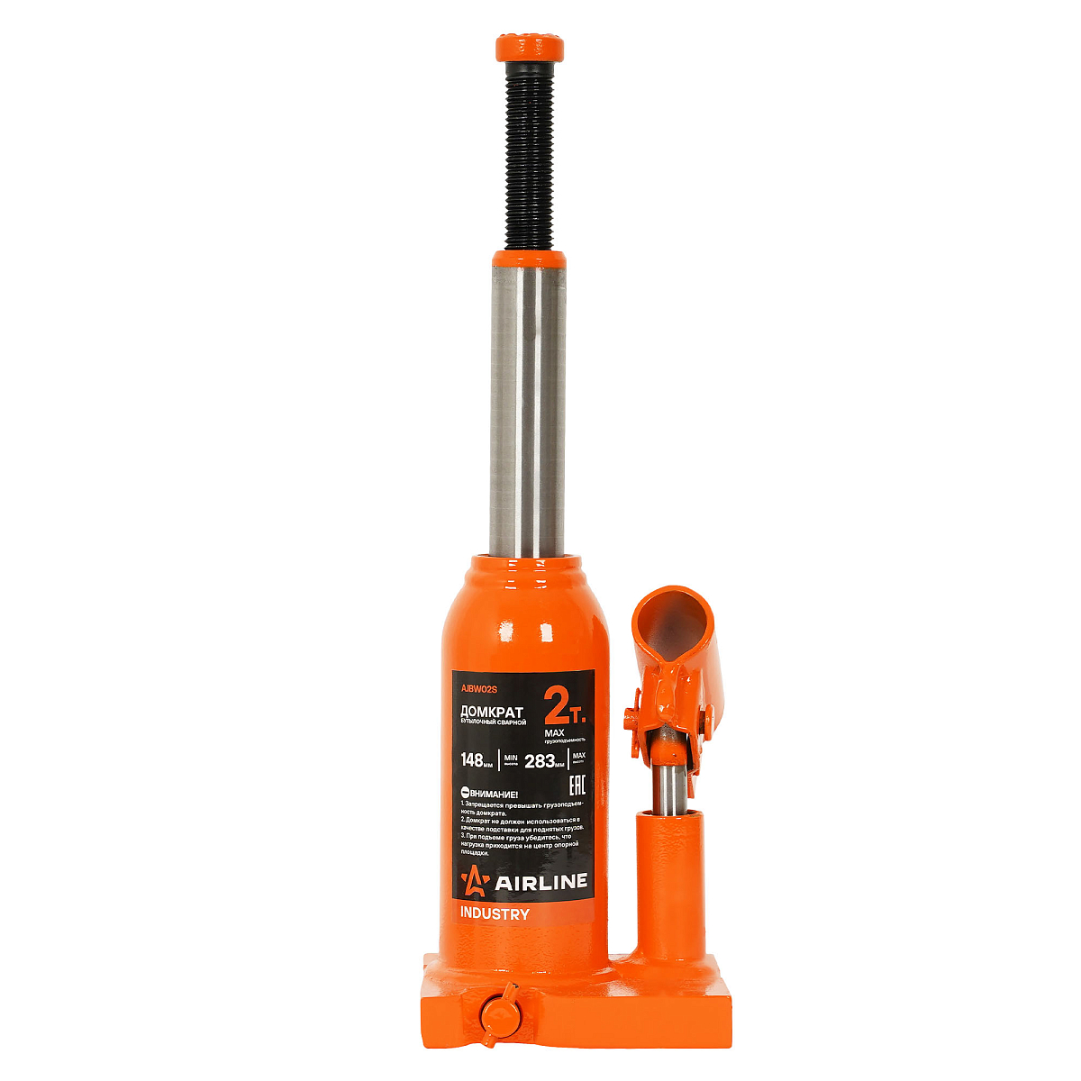 Домкрат бутылочный сварной 2т 148-283мм INDUSTRY