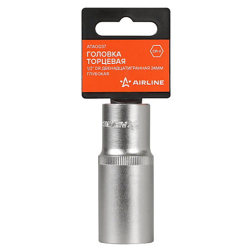 Головка торцевая 1/2"DR двенадцатигранная 24мм, L=78мм пласт.подвес