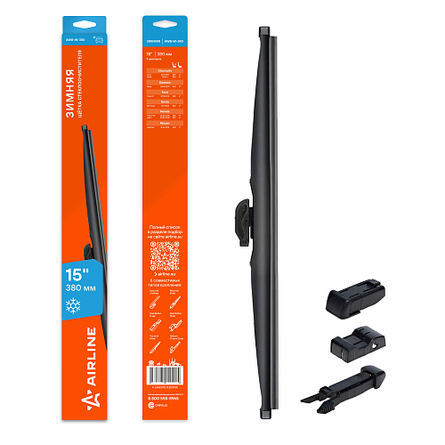 Щетка стеклоочистителя зимняя 380мм (15") 5 адаптеров