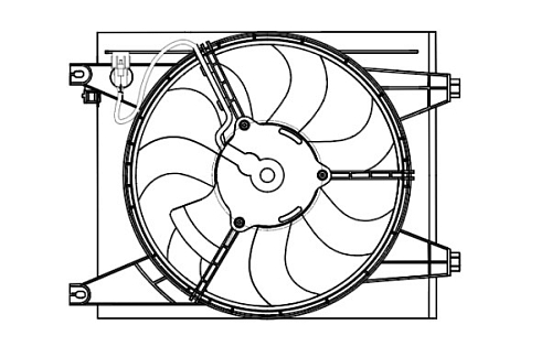 Электровентилятор кондиционера для автомобилей KIA Cerato I (04-) 1.6i/2.0i (с кожухом)