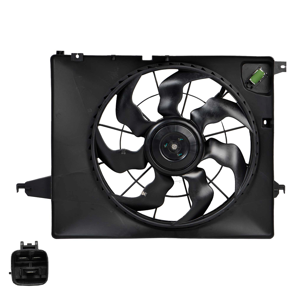 Электровентилятор охлаждения для автомобилей Hyundai Santa Fe III (12-) 2.4i (с кожухом и резист.)