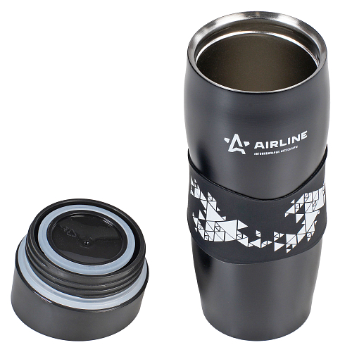 Термокружка c клапаном, 380 мл., черная