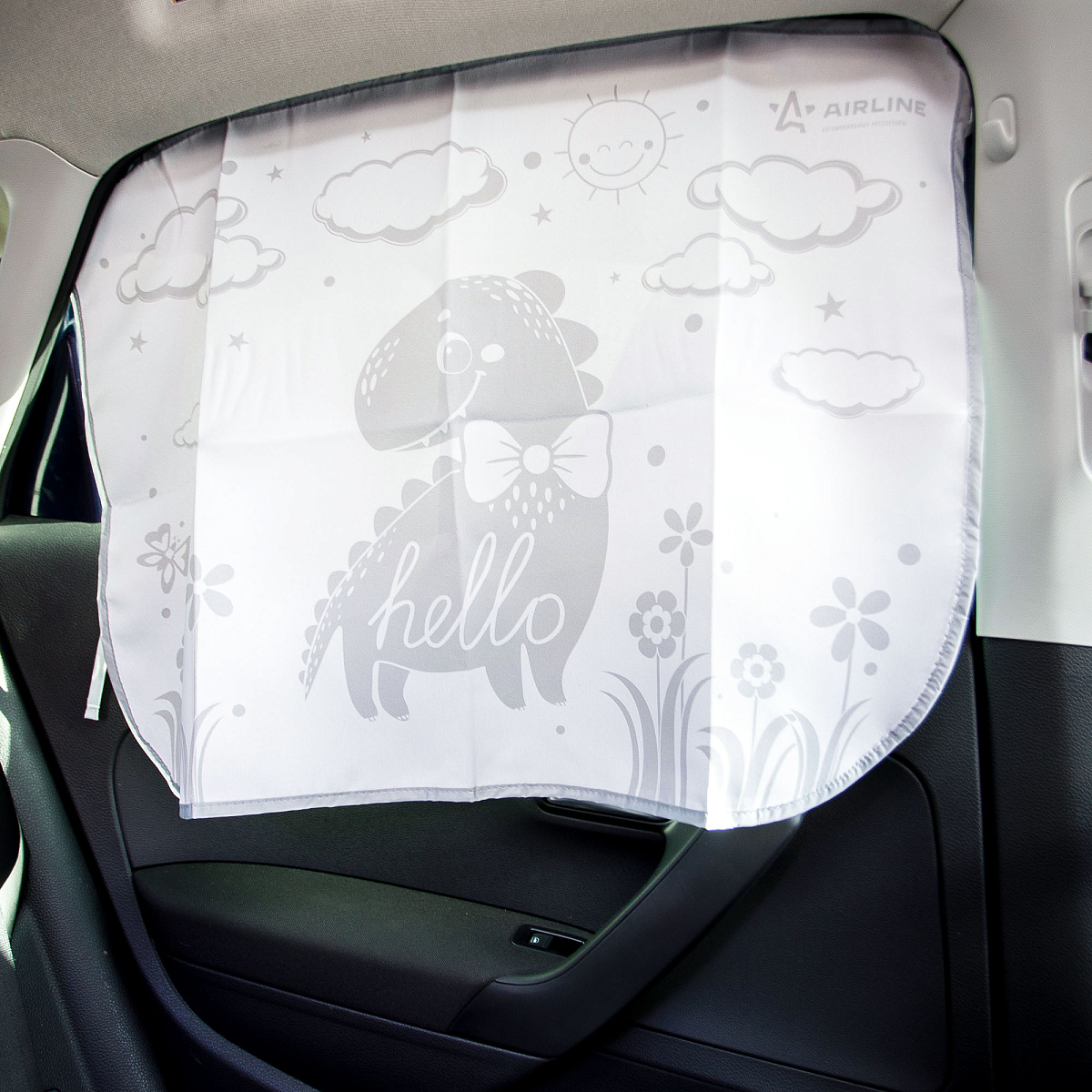 Шторка солнцезащитная 50*70см на боковое стекло, на магнитах, детская, серая