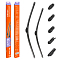 Щетки стеклоочистителя 600/400мм (24"/16") бескаркасные для а/м Лада/ВАЗ Гранта/2190/2191/2349 (11-), Kalina/1117/1118/1119 (07-), Volkswagen Polo (10-), KIA Rio IV (17-), Hyundai Solaris (17-), Skoda Rapid (12-17), комплект, 5 типов адаптеров