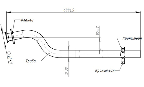 Труба выхлопная для автомобилей Лада 1111 ОКА нового образца (алюминизированная сталь)