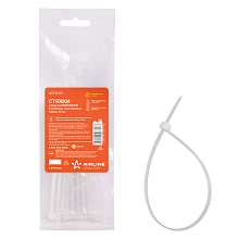 Стяжки (хомуты) кабельные 3,6*150 мм, пластиковые, белые, 10 шт.