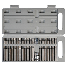 Набор бит вставок TORX, SPLINE, HEX 3/8" 30мм и 75мм с держателями бит 1/2"DR и 3/8"DR 40 пр. в кейсе