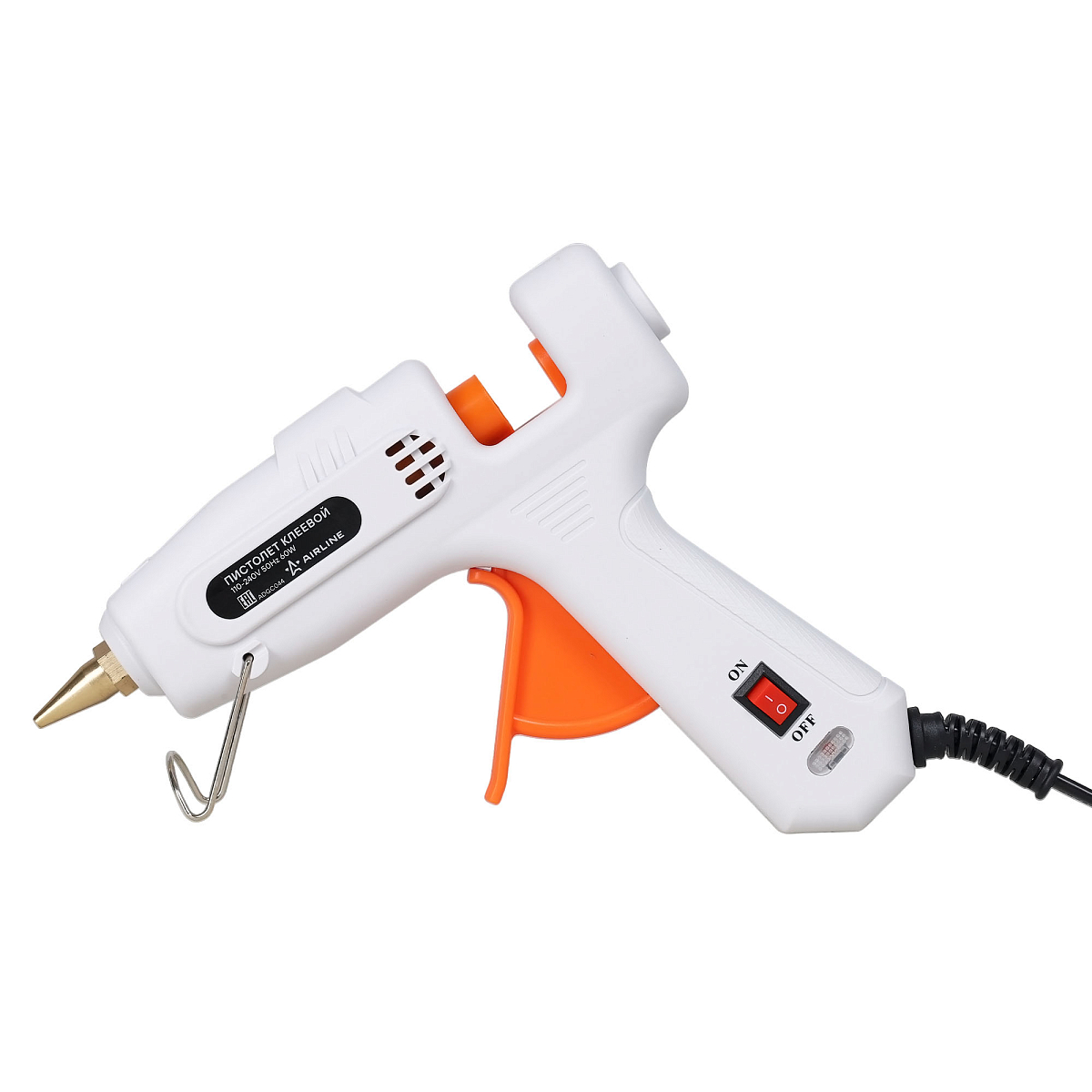 Пистолет (термо) клеевой электрический, сопло 11мм, 220В/60Вт, белый/оранж.