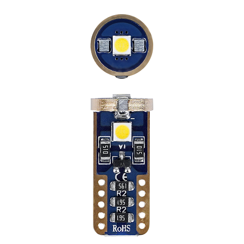 Лампа светодиодная W5W (T10) PRO, 6000K (Белый), 12В, 2Вт, 3LED, Биполярная, Обманка CAN bus
