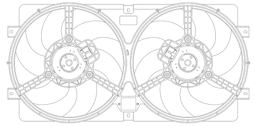 Электровентилятор охлаждения для автомобилей Лада 2123 Chevrolet Niva (2 вентилятора) (с кожухом, без резистора)