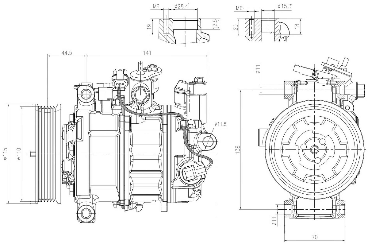 Компрессор кондиционера для автомобилей BMW 3 (F30) (11-)/1 (F20) (11-)