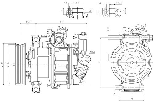 Компрессор кондиционера для автомобилей BMW 3 (F30) (11-)/1 (F20) (11-)