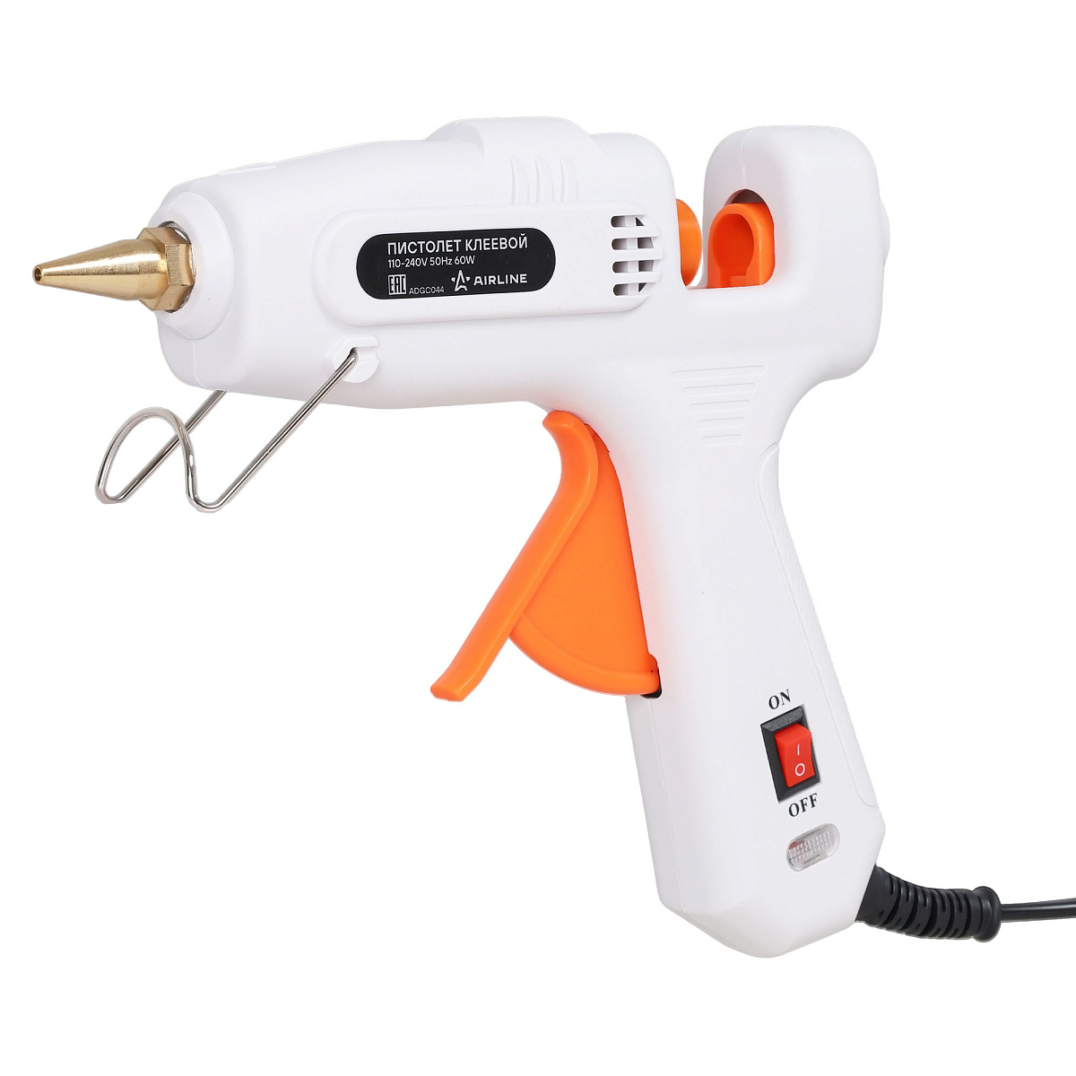 Пистолет (термо) клеевой электрический, сопло 11мм, 220В/60Вт, белый/оранж.