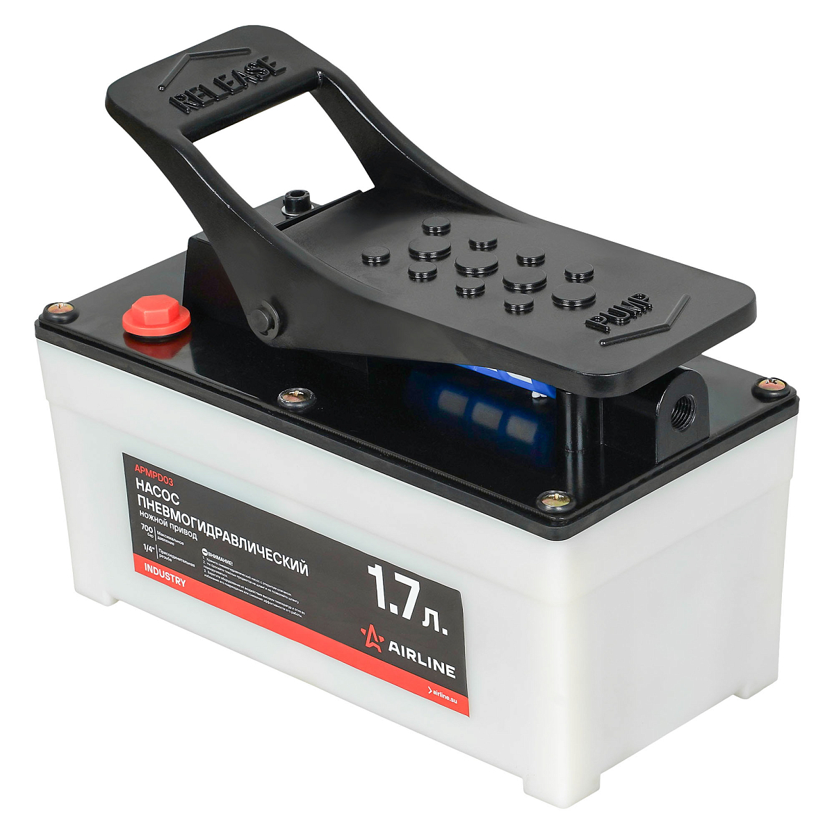 Насос пневмогидравлический 1.7л, ножной привод, шланг 1.5м