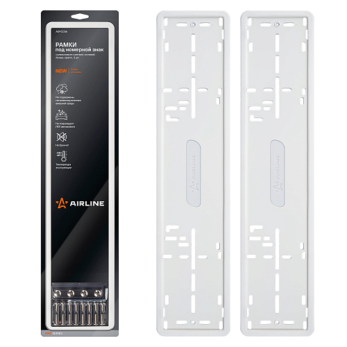 Рамки под номерной знак PRO, силиконовые с металл.основой, 2 шт., крепл., белые