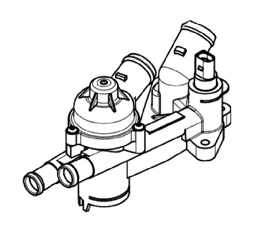 Термостат для автомобилей Skoda Fabia I (99-)/Fabia II (07-) 1.2i (с корпусом)