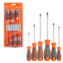 Набор отверток 6пр. (SL4х100мм,SL5х100мм,SL6х150мм,PH0х75мм,PH1х100мм, PH2х150мм), коробка