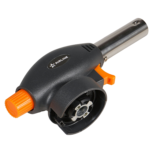 Горелка газовая на цанговый баллон, пьезоподжиг, ЭКО,170x50x65мм,черн/оранж.