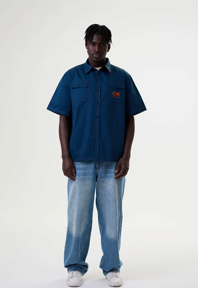 Рубашка синяя