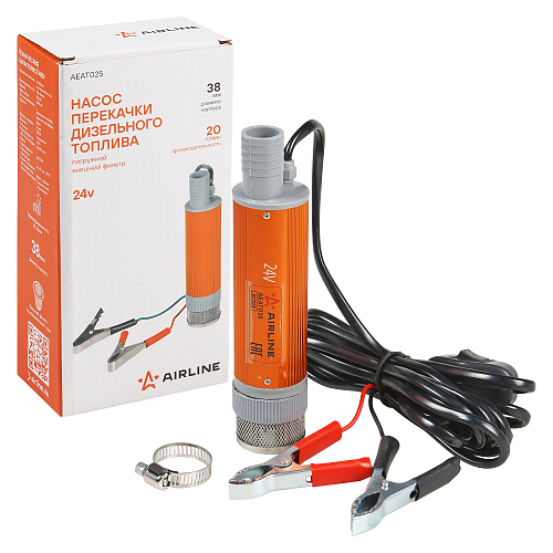 Насос перекачки диз. топлива погружной 24В, 38мм, 20л/мин, внешний фильтр