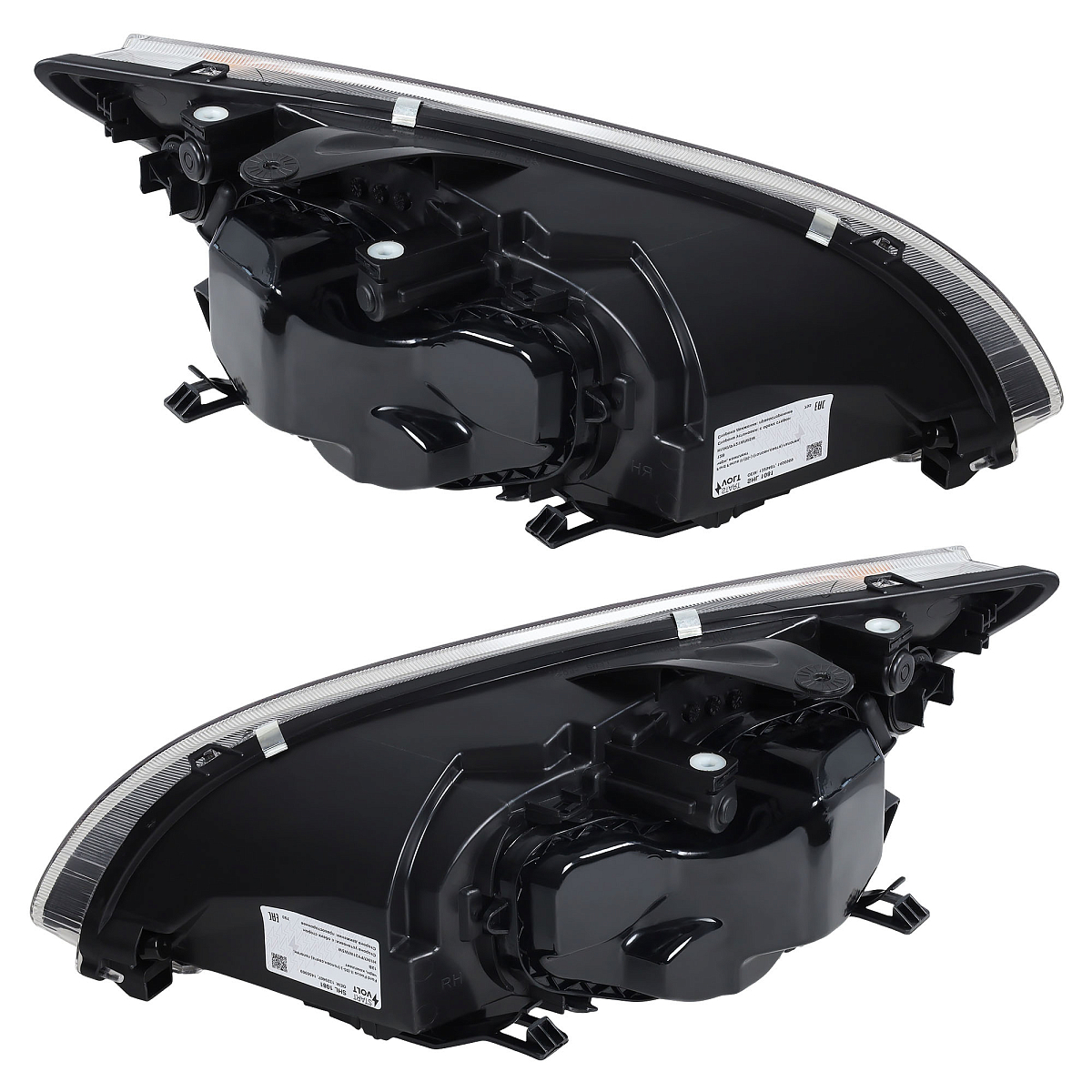 Фары для автомобилей Ford Focus II (05-) (головного света) галоген, электрический корректор, цвет рамы: черный, комплект: левая и правая (2 штуки)