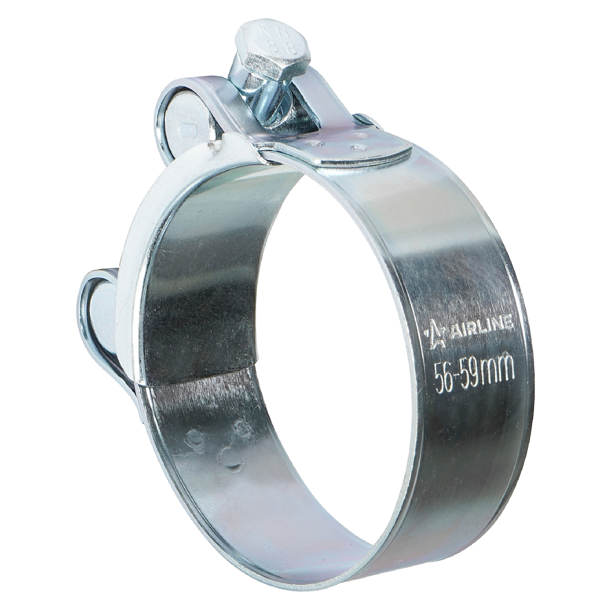 Хомут силовой 56-59/22мм, шарнирный, W1(оцинк.)