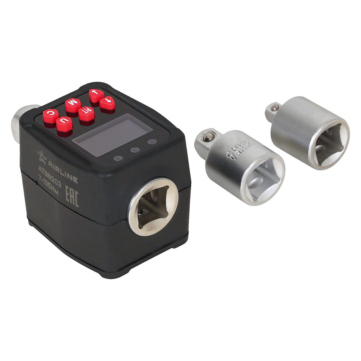 Адаптер динамометрический цифровой 1/2" 7-135Нм, с переходниками (1/4", 3/8"), кейс