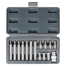 Набор бит вставок шестигранных 3/8" 30мм и 75мм с держателем бит 1/2"DR 15 пр. в кейсе