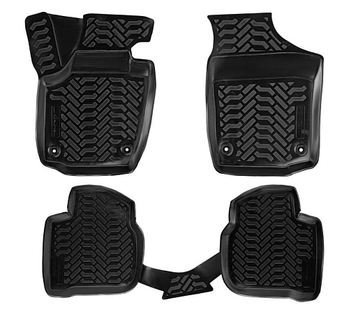 Ковры для Skoda Rapid (13-), 4 шт., (крепеж), выс. борт, 3D, ТЭП, черн.