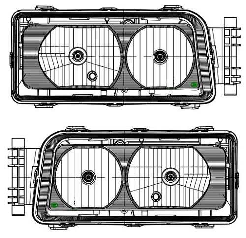 Фара для автомобилей Sitrak C7H/Howo T5G (головного света), с электрическим корректором, для автомобилей с металлическим бампером, комплект: левая и правая (2 штуки)